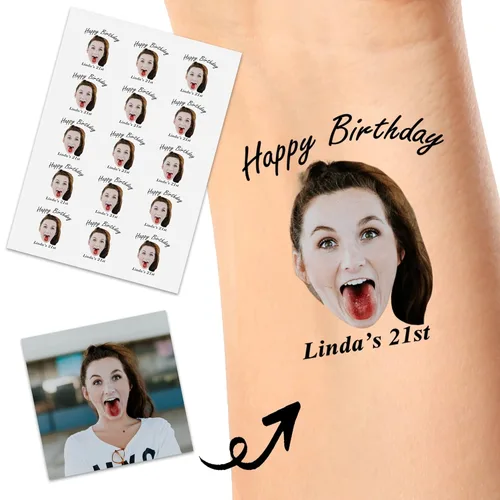 Miniatura 17 de YesCustom Tatuajes temporales personalizados con nombre, corazones de amor, tatuaje de cara falsa personalizada con foto para mujeres y hombres