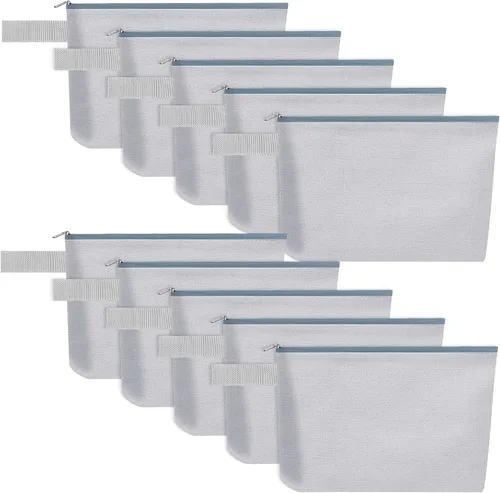 Miniatura 66 de 10 bolsas de maquillaje de lona de algodón con parte inferior y correa, bolsa de cosméticos multiusos con cremallera, bolsa de aseo de viaje, bolsa