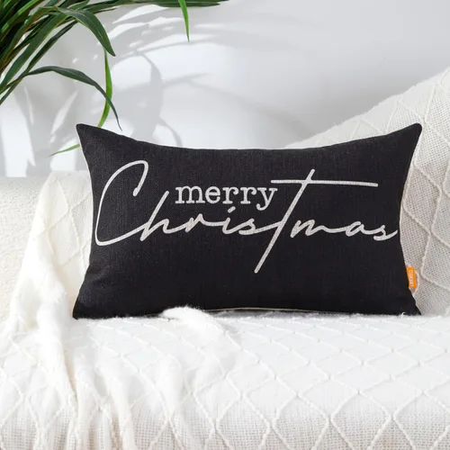 Miniatura 2 de Funda de almohada decorativa de Navidad de 12 x 20 pulgadas, funda de almohada lumbar de poliéster de Navidad, funda de cojín de granja para sofá
