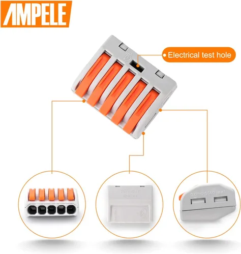 Miniatura 5 de Conector de cable de palanca de 2 puertos, conectores de alambre de empalme compactos para múltiples tipos de cables