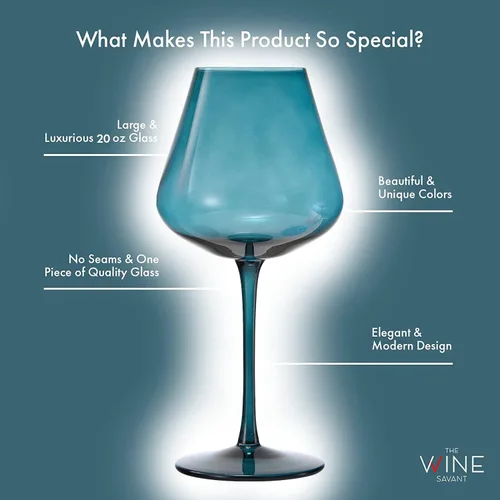 Miniatura 3 de Khen Flower Blooms - Juego de 5 copas de vino de cristal de colores, vasos grandes de 20 onzas, vasos altos de estilo italiano para vino tinto