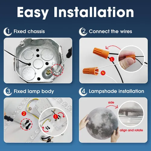Miniatura 6 de Lámpara de Techo Empotrada Estilo Luna de 31W 13.8 pulgadas 5000K, Luces de Techo LED Modernas, Lámpara de Techo Blanco Luz de Día para Dormitorio