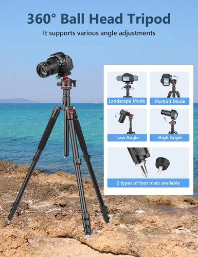 Miniatura 7 de Trípode profesional de 78 pulgadas para cámara Victiv, trípode monópode de aluminio para cámara DSLR, telescopio terrestre, telescopio, binoculares