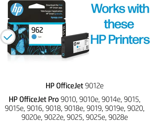 Miniatura 2 de HP Cartucho de tinta cian 962 Funciona con OfficeJet 9010, Pro 9010, 9020 Elegible para tinta instantánea 3HZ96AN