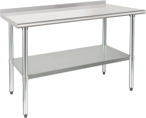 Miniatura 11 de HARDURA Mesa de trabajo comercial de acero inoxidable, mesa de trabajo de preparación, mesa de metal de 14 x 24 pulgadas con estante inferior