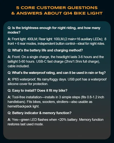 Miniatura 8 de WOCBUY Luces de bicicleta, juego de luces de bicicleta recargables ultradelgadas y ligeras, [5+6 modos] Luces de bicicleta dobles USB-C delanteras