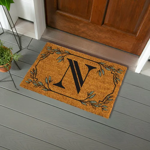 Miniatura 52 de Evergreen Flag Alfombra de puerta de fibra de coco monograma Letra B Alfombra para puerta delantera para interiores y exteriores 71x41 cm