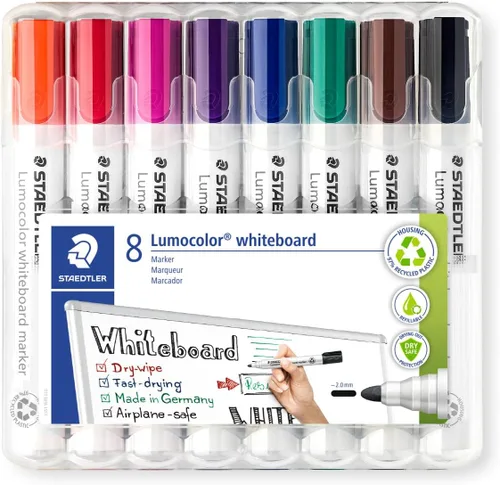 STAEDTLER 351 WP8 Lumocolor - Rotulador para pizarra blanca, colores surtidos (8 unidades)