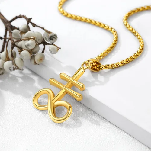 Miniatura 33 de PROSTEEL Satanic Jewelry Upside Down Cross Necklace for Men Women, 316L Stainless Steel/925 Sterling Silver Inverted Cross/Leviathan Cross Pendant