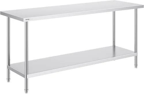 Miniatura 18 de VEVOR Mesa de preparación de acero inoxidable, 24 x 18 x 34 pulgadas, capacidad de carga de 640 libras, mesa de trabajo de metal resistente con 3
