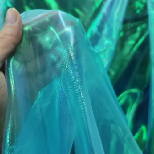 Miniatura 26 de Tela de encaje de organza con gradiente láser arcoíris mágico, tela de gasa holográfica iridescente para vestido de novia, cortina, fondo, fiesta