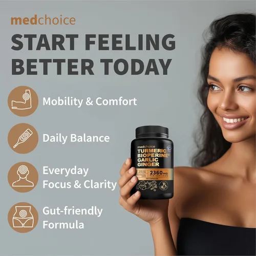 Miniatura 4 de Suplementos 4 en 1 de cúrcuma y ajo con BioPerine – Cápsulas de raíz de jengibre y cúrcuma de 2360 mg con ajo – Mezcla de hierbas de alta potencia