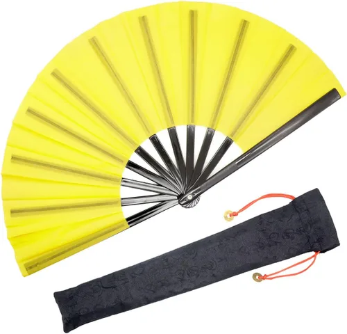 Miniatura 10 de OMyTea Ventilador grande para baile de línea - Ventilador de mano plegable con botas en el suelo - Ventilador de mano plegable chino de Tai Chi Kung