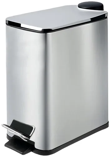 Miniatura 11 de Bote de basura pequeño de acero inoxidable con tapa y pedal de escalón, cubo de basura de cierre suave de 6 litros/1.6 galones con cubo