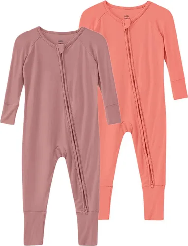 Pijama de viscosa de bambú sin pies para niños y niñas, pijamas con cremallera para dormir y jugar, mameluco - 0-24 meses