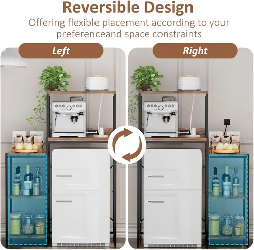 Miniatura 4 de Mini refrigerador y microondas, organizador de estante para dormitorio, 5 niveles ajustables sobre mini refrigerador, estante para panaderos
