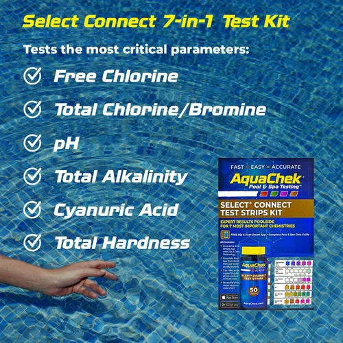 Miniatura 3 de AquaChek Select Connect - Kit completo de tiras reactivas de 7 vías para piscina y spa, tiras de prueba de piscina para pH, cloro total, cloro