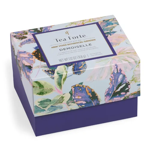Miniatura 5 de Tea Forte Demoiselle - Juego de regalo de té premium de 3 piezas con taza y tapa Indigo Cafe, bandeja de té y caja de presentación mini de 10