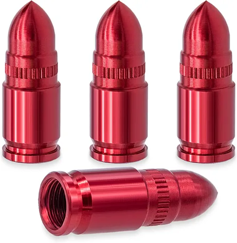 Miniatura 16 de 4 piezas de tapas de válvula de neumático estilo bala, resistentes a la corrosión, tapas universales de válvula de neumático de aleación de aluminio