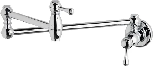 Gerber Opulencia - Grifo de llenado de ollas de montaje en pared, brazo oscilante plegable de doble junta de 22 pulgadas, construcción de latón