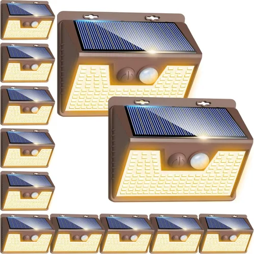Miniatura 8 de Peasur Luces Solares para Exteriores con Sensor de Movimiento, 140 LED Luz Solar Alimentada por Energía Solar para Cerca Impermeable, 3 Modos