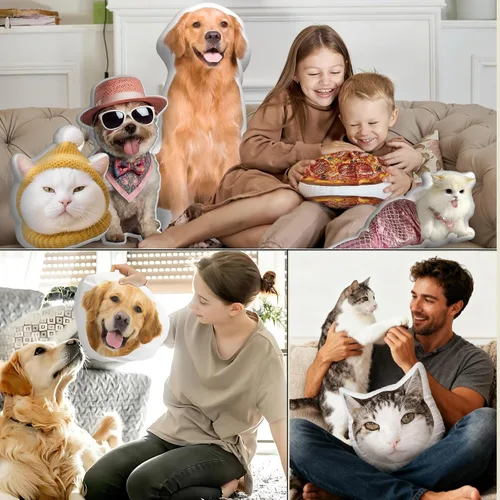 Miniatura 2 de Almohada personalizada para mascotas con foto, almohada personalizada con forma de perro, gato, regalos conmemorativos personalizados para mascotas