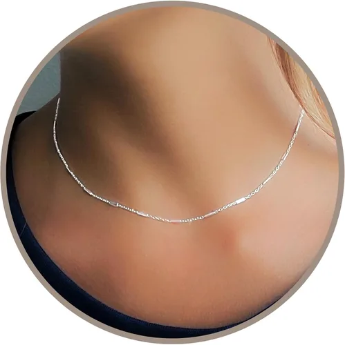 Annika Bella Gargantilla de cadena para mujer, gargantilla de plata de ley 925, longitud de 13 a 16 pulgadas, collares cortos para adolescentes,