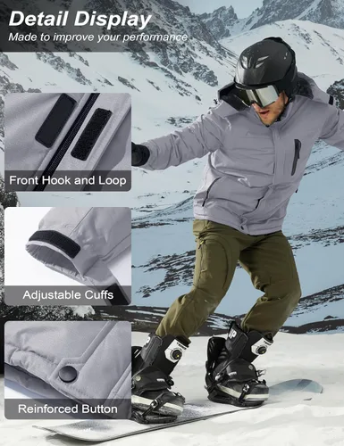 Miniatura 6 de MAGCOMSEN - Abrigos de invierno para hombre, impermeables, con forro polar, parka, con capucha, para esquiar, senderismo, trabajo