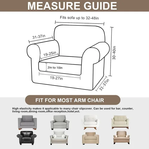 Miniatura 4 de Eco-Ancheng Fundas para silla, funda de sofá con funda de cojín de asiento separada con parte inferior elástica, 1 funda de asiento con brazos
