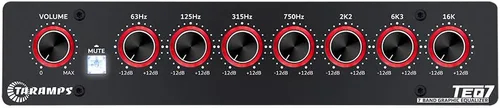 Miniatura 7 de Taramp's TEQ 7 Ecualizador gráfico estéreo de 7 bandas, entrada RCA, 2 canales, filtros HPF y LPF, función de silencio, mezclador de audio para Azul