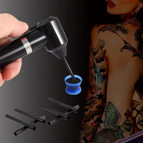 Miniatura 7 de Mezclador de tinta Máquina mezcladora de pigmentos para tatuajes con 100 piezas de varillas mezcladoras de color de cejas maquillaje tatuaje Negro