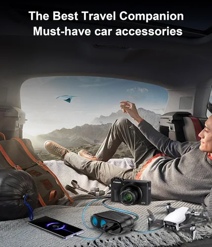 Miniatura 7 de Divisor de encendedor de cigarrillos 5 en 1, adaptador de encendedor de cigarrillos de 120 W con PD 20 W y QC 3.0 * 2 carga, cargador de coche de 12