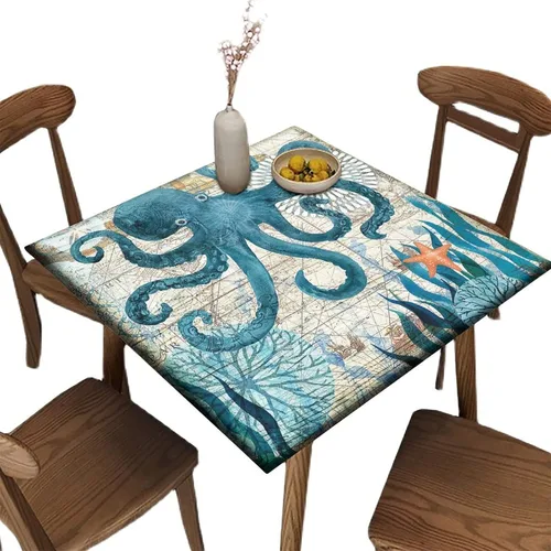 Miniatura 31 de Round Fitted Tablecloth with Elastic Outdoor Table Cover Round Elastic Tablecloths for Tables Waterproof Wipeable Table Cloths for