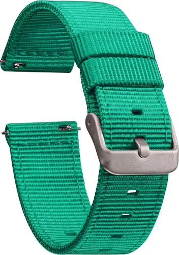 GadgetWraps Correa de reloj de nailon con pasadores de liberación rápida compatible con Gizmo Watch, Samsung, verde esmeralda guijarro, 0.787 in