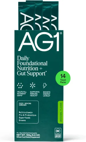 AG1 Athletic Greens - Suplemento en polvo, mejora la salud intestinal, multivitamínico, probiótico, sin gluten, vegano y apto para dieta cetogénica,