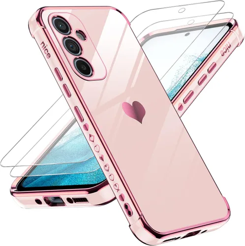 Miniatura 47 de LeYi for Moto G 5G 2025 Case: with Tempered Glass Screen Protector [2 Pcs]+ Full Camera Lens Protection,Love Heart Plating Cute Luxury Soft TPU