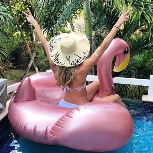Miniatura 2 de Jasonwell Flotador inflable gigante de flamenco para piscina con válvulas rápidas, flotador de verano para playa, piscina de descanso, balsa