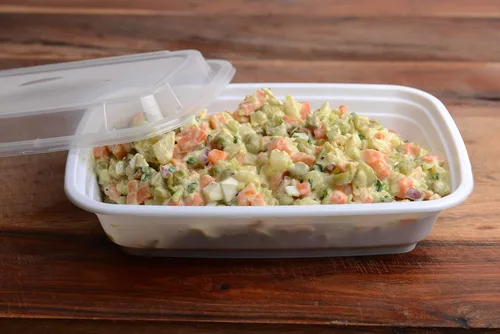 Miniatura 4 de EcoQuality Contenedores de preparación de comidas [paquete de 100] Recipiente rectangular blanco con tapas, caja Bento para almacenamiento