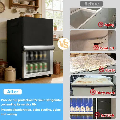 Miniatura 6 de Funda para refrigerador para exteriores, 600D, resistente, 100% impermeable, cubierta vertical para congelador, fundas exteriores para refrigerador.