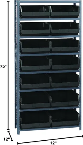 Miniatura 447 de Quantum QSBU-245BK Heavy Duty Shelving Unit with (7) Shelves and (24) QUS245 Black Bins for Garage Warehouse Storage Distribution 400 lb Load