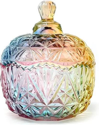 Frasco de vidrio para caramelos de Navidad con relieve de lujo, con tapas, para joyas, tarros de caja de joyería small crown