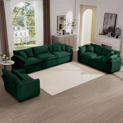 Miniatura 20 de Juego de sofá de 2 piezas de gran tamaño para sala de estar, sofá biplaza y sofá individual, asiento modular modular profundo de pana cómodos sofás
