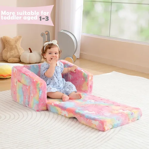 Miniatura 2 de Sofá plegable para niños pequeños, silla plegable con manta, sofá abatible para niños, sofá convertible que brilla en la oscuridad, regalo