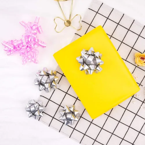 Miniatura 7 de WRAPAHOLIC Surtido de 19 lazos de regalo, 16 lazos de regalo de varios colores (rosa, blanco, plateado), 2 cintas rizadoras prensadas, 1 lazo rizado