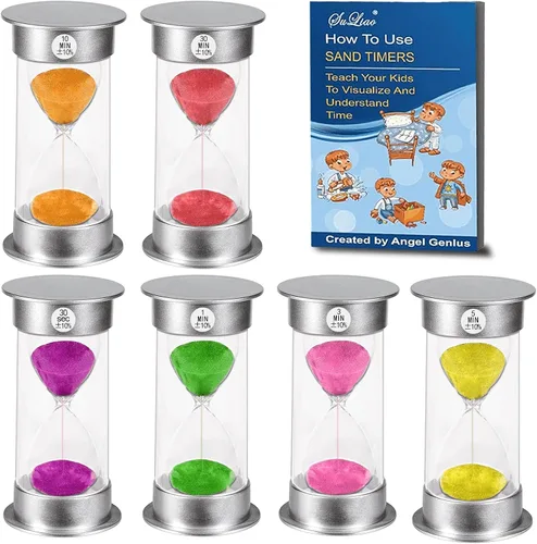 Miniatura 27 de Temporizador de arena de 1 minuto, reloj de arena de plástico de 1 minuto, reloj de arena pequeño de un minuto, temporizador de cristal de arena Azul