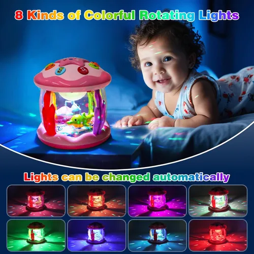 Miniatura 11 de Aboosam Juguetes para bebé niña de 6 a 12 meses: Bebés oceánico giratorio musical iluminado para el tiempo de la barriga Juguetes 0-6 3-6 meses