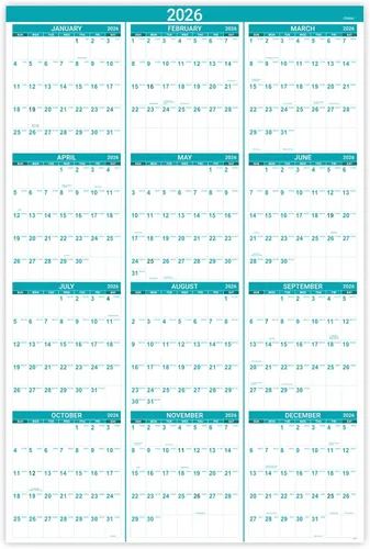 Calendario de pared 2025-2026, calendario anual de pared 2025-2026 con fecha juliana, julio 2025 a junio 2026, una página para organizar, papel
