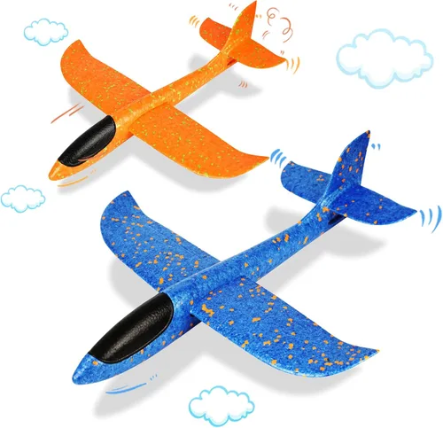 Miniatura 11 de VCOSTORE Paquete de 2 aviones de espuma de catapulta para niños, aviones planeadores de espuma de 13.3 pulgadas, aviones de espuma de poliestireno
