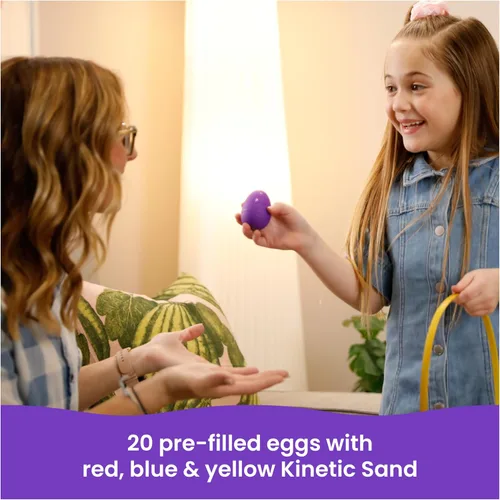 Miniatura 12 de Kinetic Sand, Paquete de 20 huevos con arena de juego roja, amarilla y azul de 3.3 libras para caza de huevos, recuerdos de fiesta y bolsas