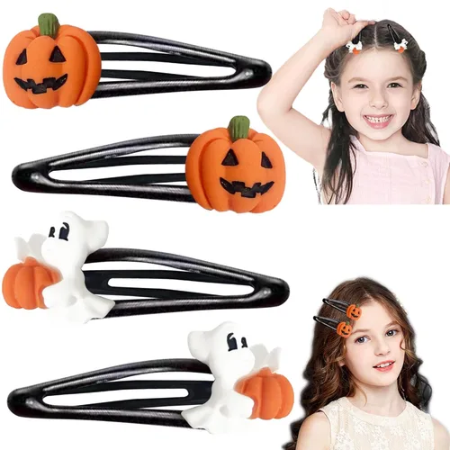4 pinzas para el cabello de Halloween, calabaza de Beleki fantasma, pinzas para el cabello antideslizantes, pasadores de Halloween, accesorios para